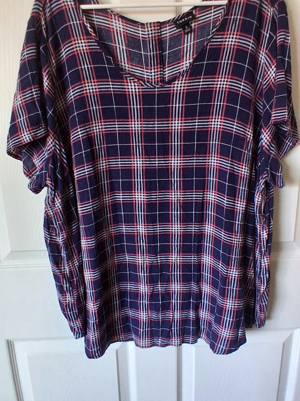 Torrid Plaid Button-Front Top Blue & Red Size 3XL